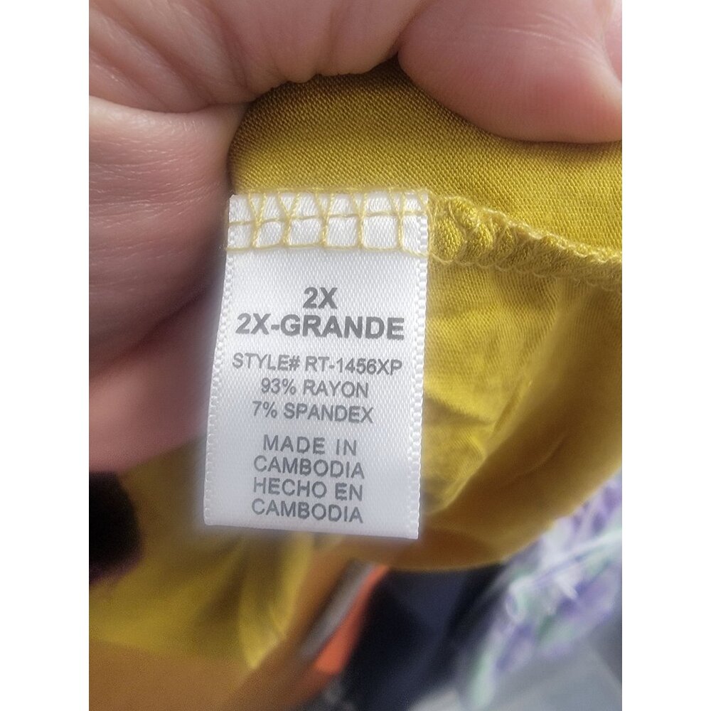 Yellow Short Sleeve A-Line Tunic Top For Women 2X - Picture 5 of 5